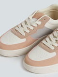 LUNA BLU Beige Colour-Blocked Lace-Up Sneakers