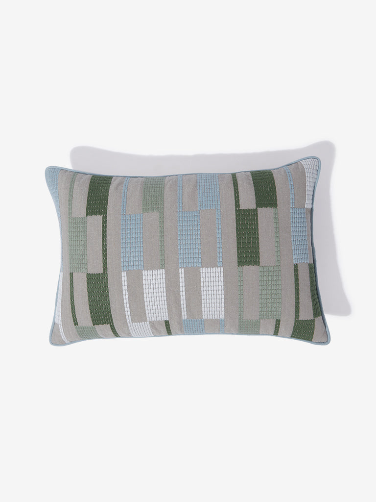 Westside Home Mint Embroidered Cushion Cover