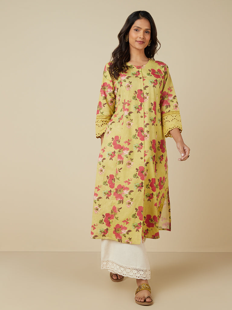 Cotton Pink A Line Kurta
