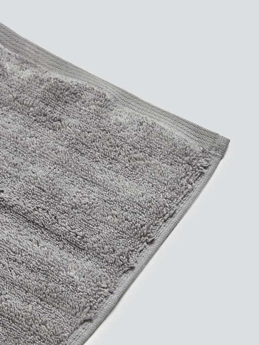 Westside Home Grey Self-Striped Small 550 GSM Face Towels Pack of Two