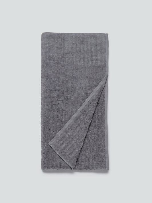 Westside Home Grey Self-Striped Medium 550 GSM Bath Towel