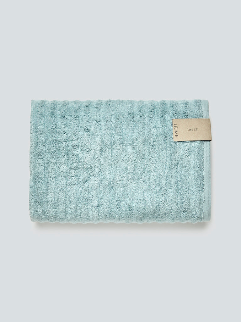 Westside Home Aqua Self-Striped Medium 550 GSM Bath Towel