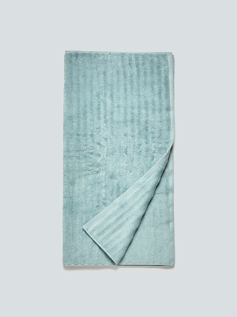 Westside Home Aqua Self-Striped Medium 550 GSM Bath Towel