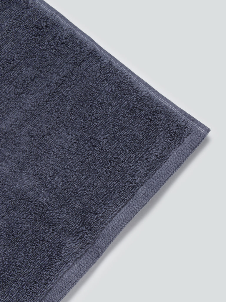 Westside Home Dark Grey Self-Striped Small 550 GSM Face Towels (Set of 2)