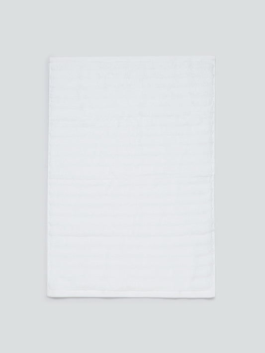 Westside Home White Self-Striped Small 550 GSM Hand Towel