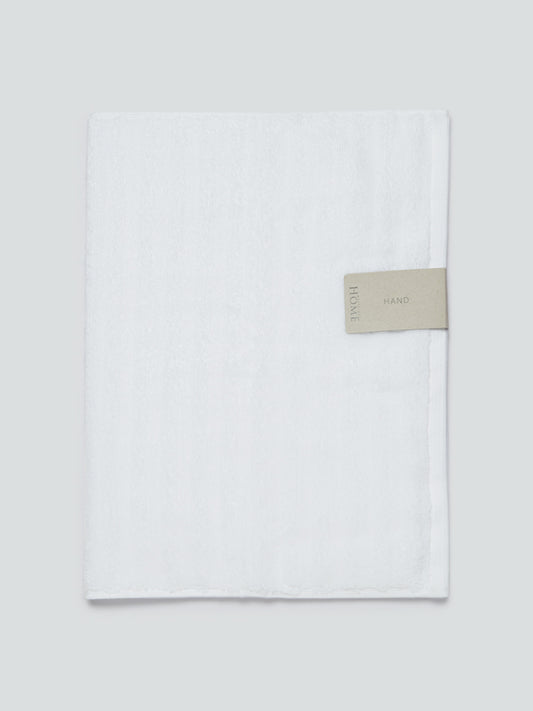 Westside Home White Self-Striped Small 550 GSM Hand Towel