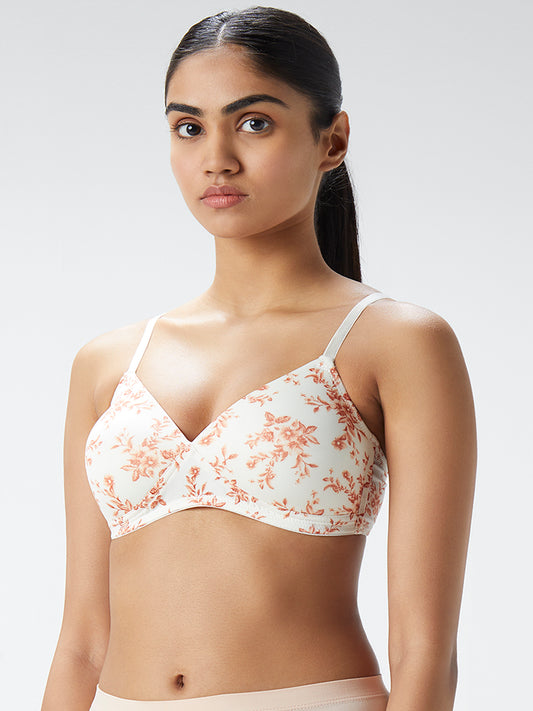 Wunderlove White Floral Padded Bra