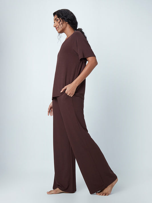 Wunderlove Dark Brown Flared Supersoft Pyjamas