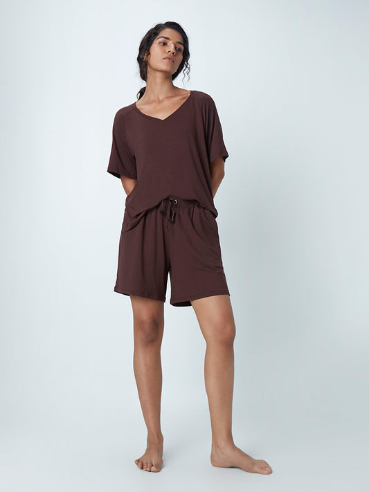 Wunderlove Dark Brown Raglan-Sleeved Supersoft T-Shirt