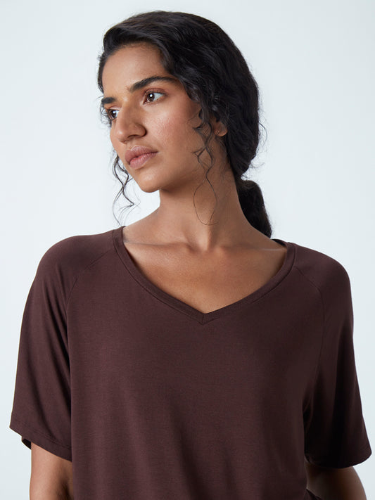 Wunderlove Dark Brown Raglan-Sleeved Supersoft T-Shirt