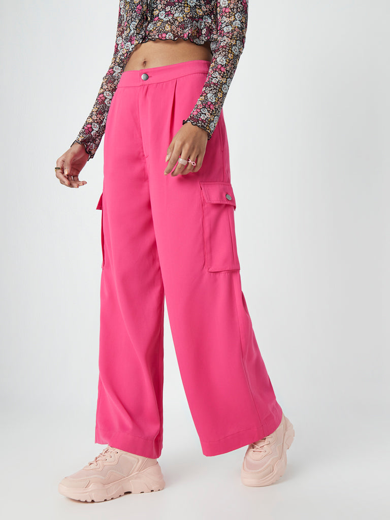 Pink Slim Fit Cargo Trousers  New Look