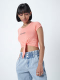 Nuon Coral Embossed Text Crop Top
