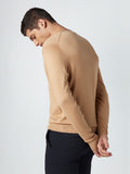 WES Formals Light Brown Knitted Slim-Fit Sweater