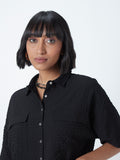 Nuon Black Textured Crop Shirt
