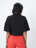 Nuon Black Textured Crop Shirt