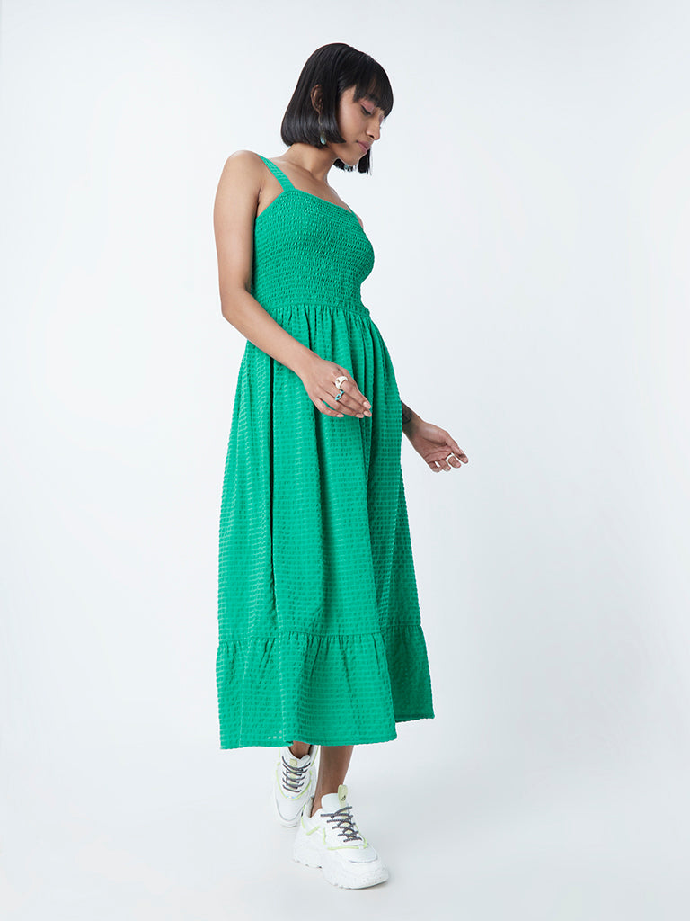 Nuon Green Smocked Dress
