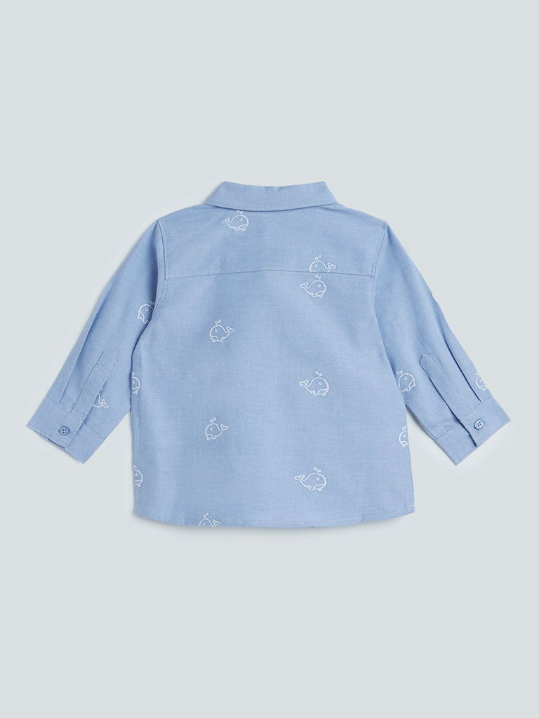 HOP Baby Blue Whale Pattern Shirt