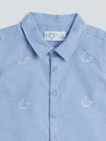 HOP Baby Blue Whale Pattern Shirt