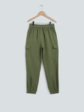 Y&F Kids Olive Cargo-Style Joggers