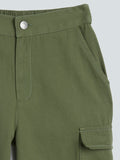 Y&F Kids Olive Cargo-Style Joggers