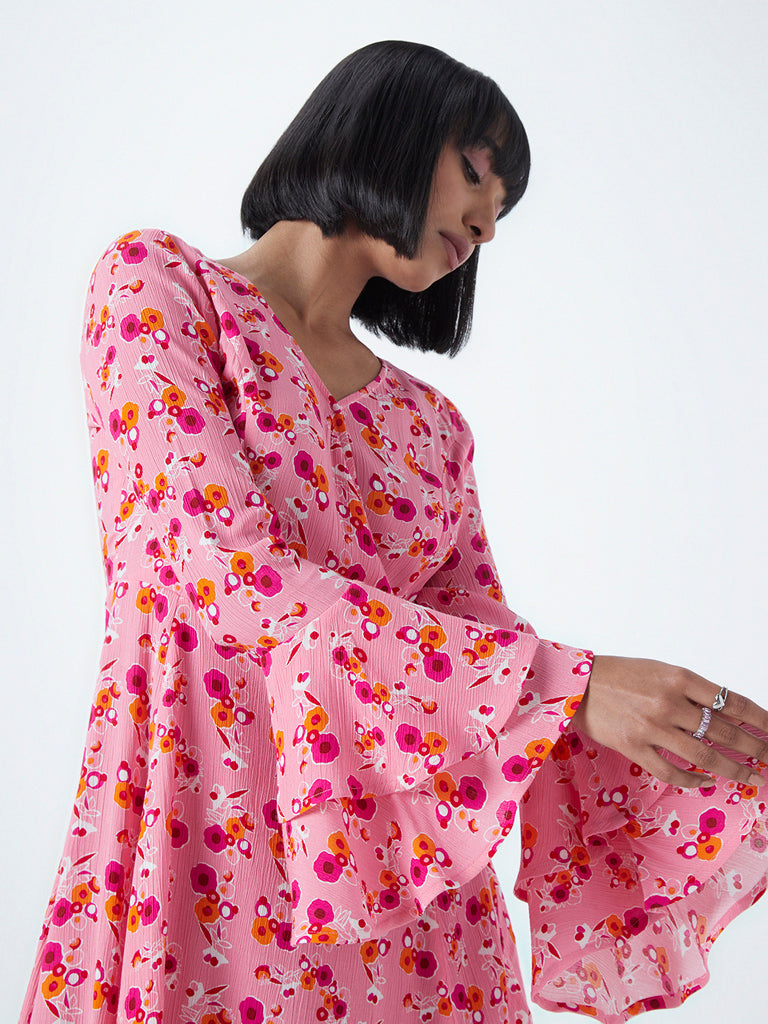 Nuon Pink Floral Printed Dress