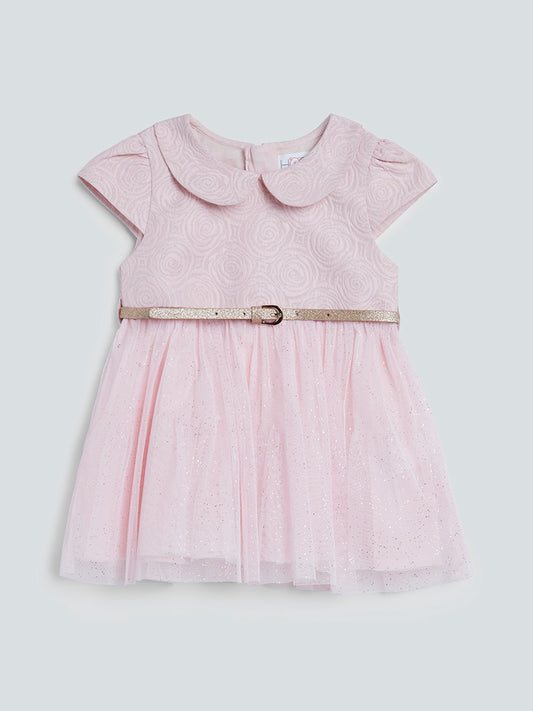 HOP Baby Pink Peter-Pan Fit-And-Flare Dress
