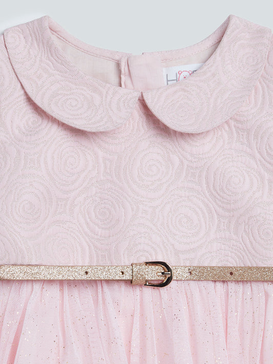 HOP Baby Pink Peter-Pan Fit-And-Flare Dress
