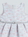 HOP Baby White Heart Pattern Dress With Belt