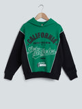 Y&F Kids Green Colour-Block Hooded Sweatshirt