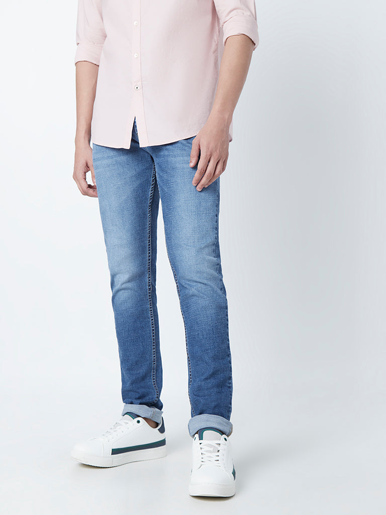 WES Casuals Blue Straight - Fit High Rise Jeans