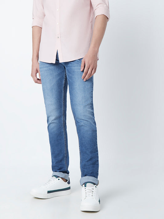 WES Casuals Blue Faded Design Jeans