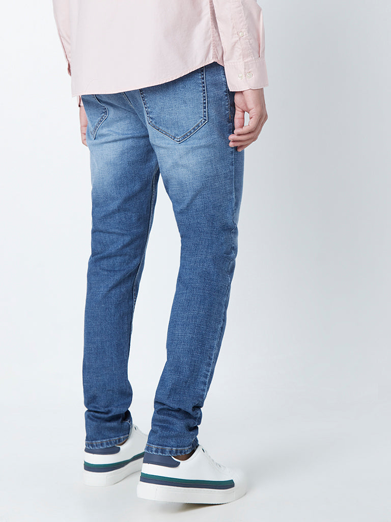 WES Casuals Blue Straight - Fit High Rise Jeans
