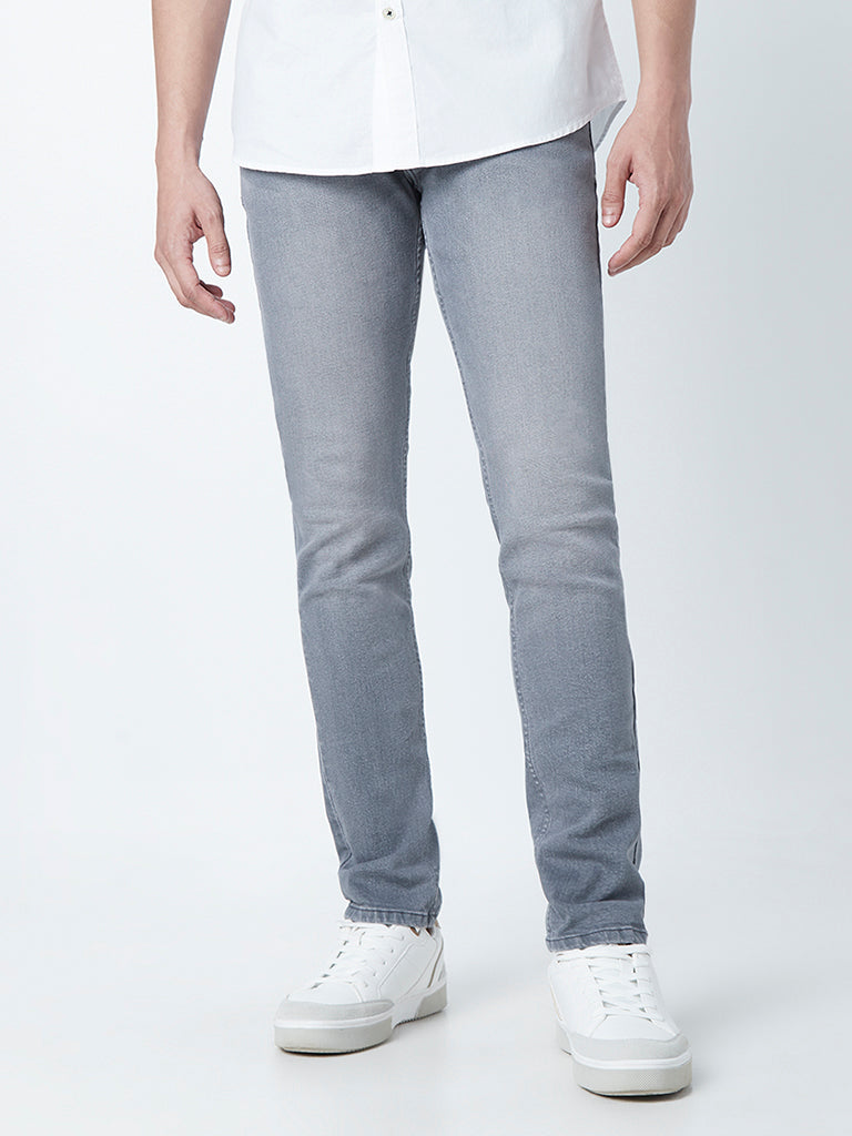 WES Casuals Grey Slim-Fit Jeans