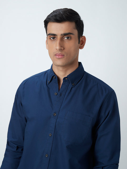 WES Casuals Indigo Pure-Cotton Relaxed-Fit Shirt