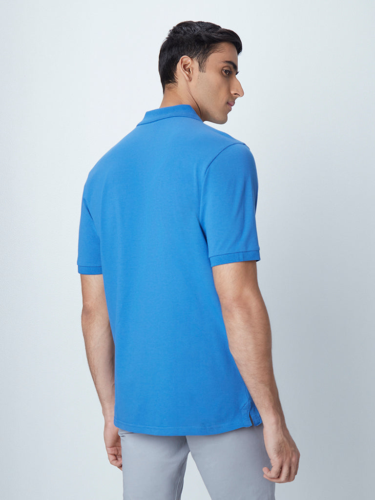 WES Casuals Blue Relaxed-Fit Polo T-Shirt