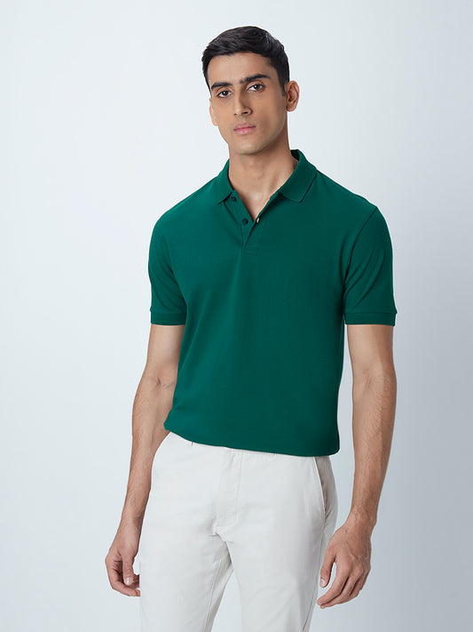 WES Casuals Emerald Cotton Blend Relaxed-Fit Polo T-Shirt