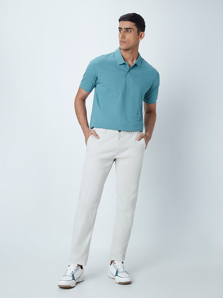 WES Casuals Light Teal Relaxed-Fit Polo T-Shirt