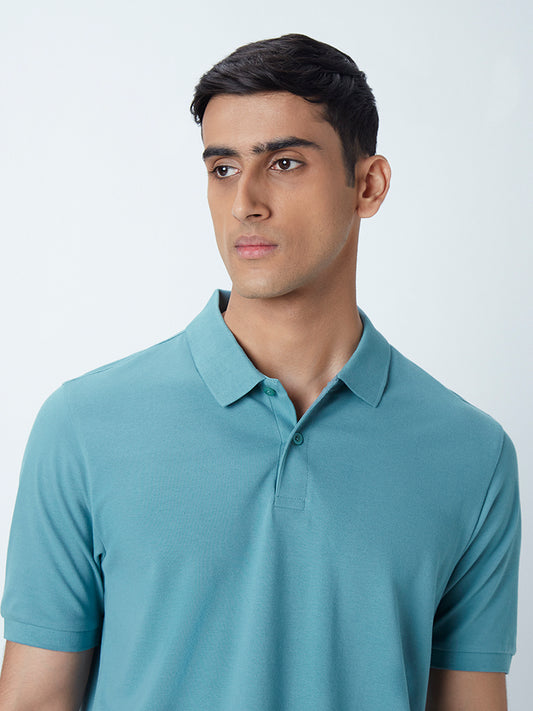 WES Casuals Light Teal Relaxed-Fit Polo T-Shirt