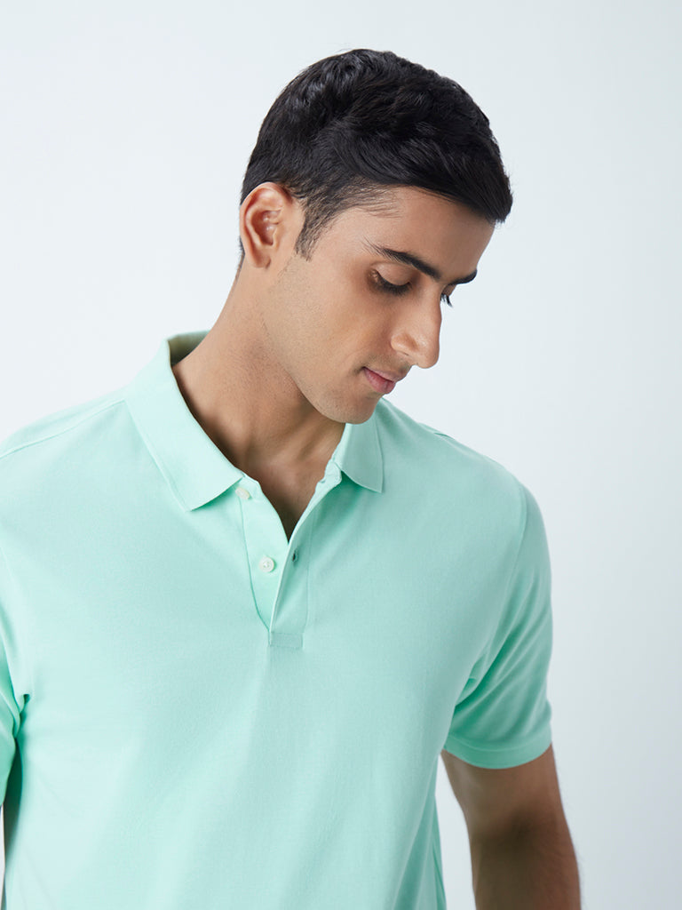 WES Casuals Light Mint Relaxed-Fit Polo T-Shirt