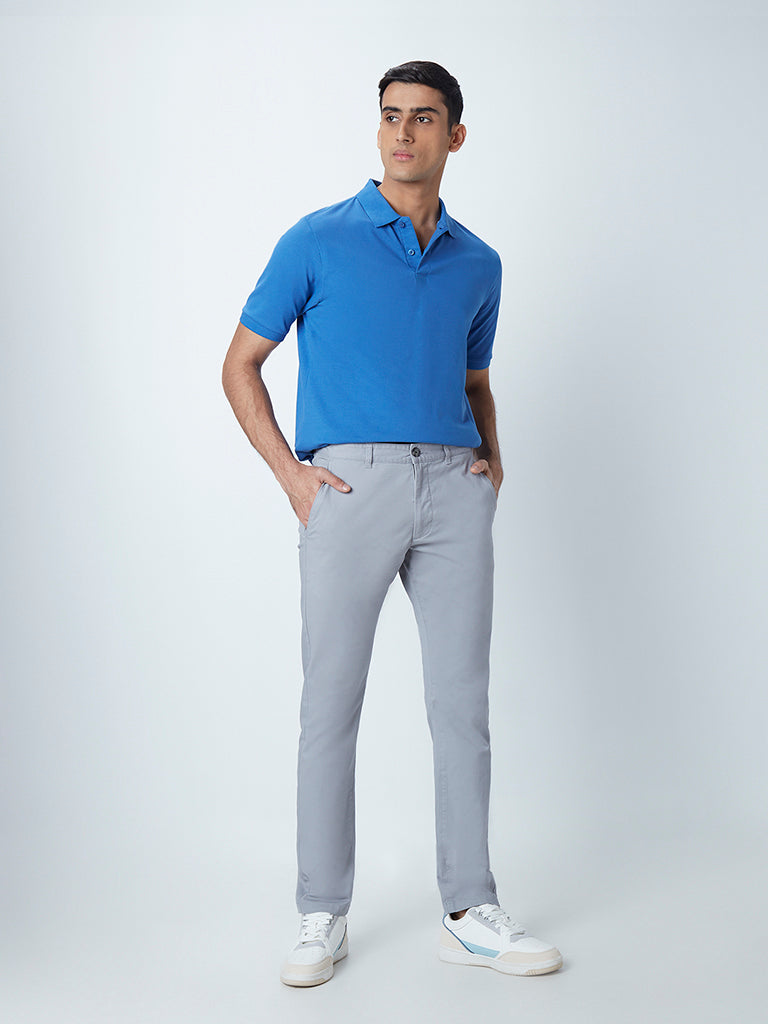 WES Casuals Blue Slim-Fit Polo T-Shirt