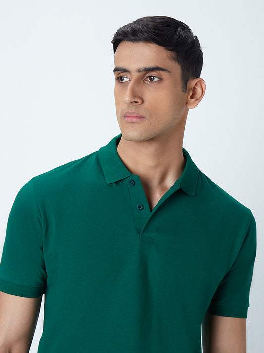 WES Casuals Emerald Cotton Blend Slim-Fit Polo T-Shirt