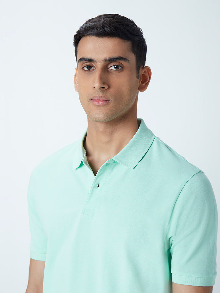WES Casuals Light Mint Slim-Fit Polo T-Shirt