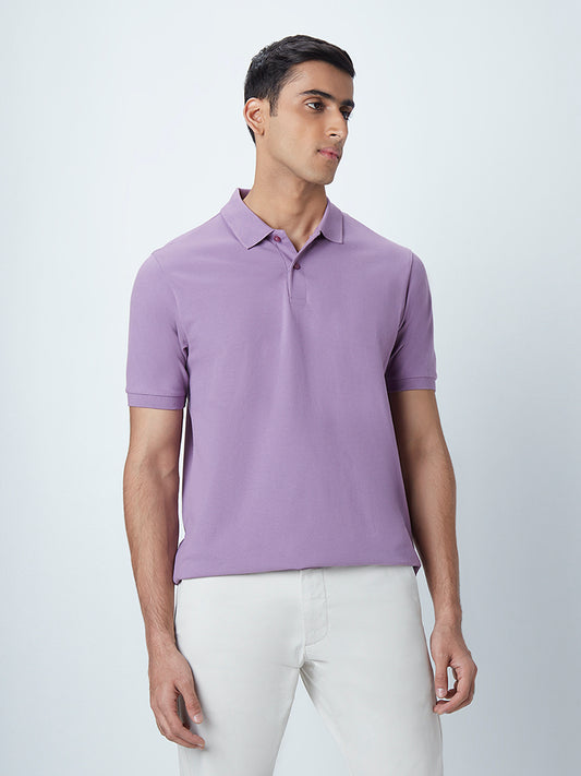 WES Casuals Lavender Slim-Fit Polo T-Shirt