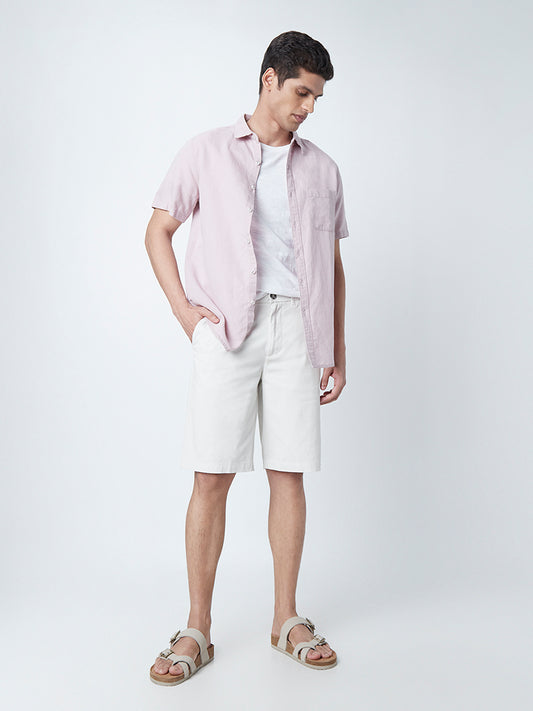 WES Casuals White Relaxed Fit Shorts