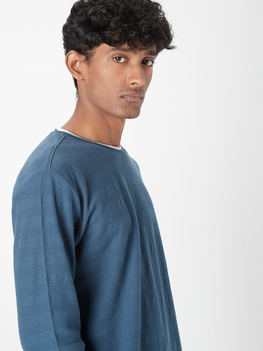 ETA Teal Textured Slim-Fit T-Shirt