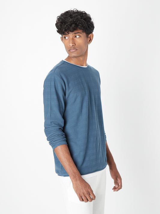 ETA Teal Textured Slim-Fit T-Shirt