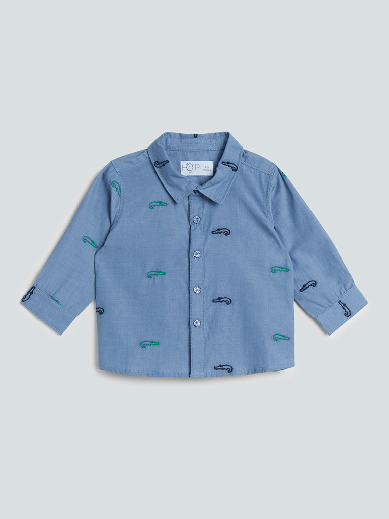 HOP Baby Blue Embroidered Shirt