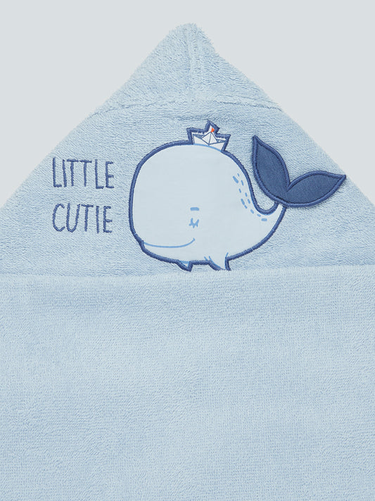 HOP Baby Blue Whale Design Towel with Hood