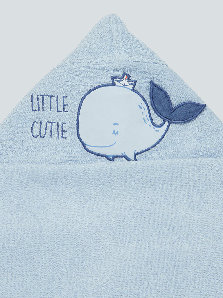 HOP Baby Blue Whale Design Towel with Hood