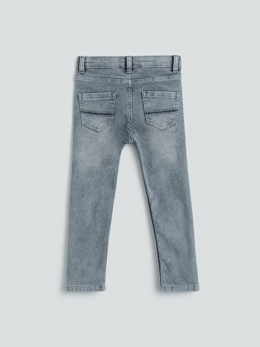 HOP Kids Grey Straight - Fit Mid - Rise Jeans